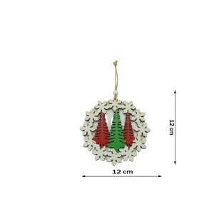 Ornament de brad trei brazi, Flippy, multicolor, lemn, 12 cm - Img 6