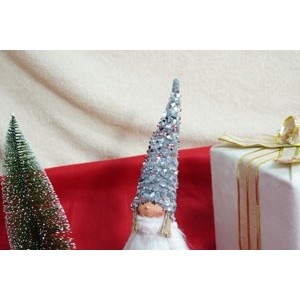Ornament de Craciun ingeras, Flippy, alb/gri, textil, 58 cm - Img 7