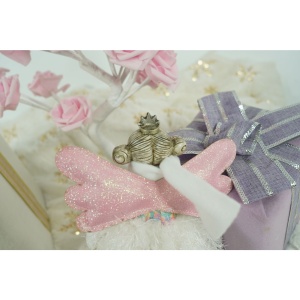 Ornament de Craciun ingeras, Flippy, alb, textil, 26 cm - Img 11