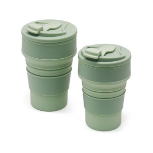 Pahar pliabil din silicon Flippy, pentru calatorii, camping, 350 ml, 8.2x6.3x9.1 cm, verde - Img 6