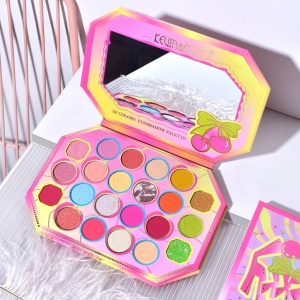 Paleta de Machiaj, KEVIN & COCO, Pink Cherry, Fard de Pleoape, 22 culori, 19 x 13.7 x 1.3 cm - Img 3