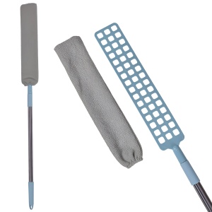 Pamatuf pentru Curatat Praful, Flippy, Model Slim pentru Zone Greu Accesibile, Maner Extensibil, Laveta Microfibra Inclusa, Usor de Curatat, Albastru Gri - Img 1