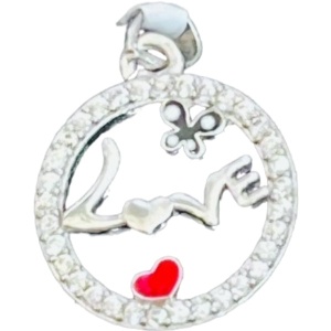 Pandantiv din Argint 925 Jolie Silver, Model Love cu Inima si Fluture, 15 x 15 mm, 1.1 g - Img 1
