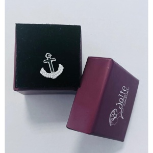 Pandantiv, Jolie Silver, Argint 925, Model Cruce Ancora cu pietre, 13 x 13 mm, 1.1 g - Img 2