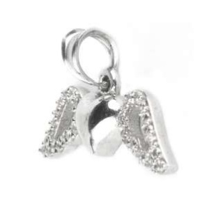Pandantiv, Jolie Silver, Argint 925, Model Inima cu Aripi, Pietre Zirconiu, 25 x 15 mm, 1.4 g - Img 2