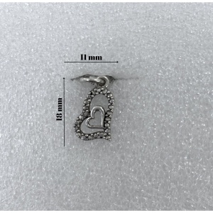 Pandantiv, Jolie Silver, Argint 925, Model Inima in Inima, 0.9 g, 18x11 mm - Img 3