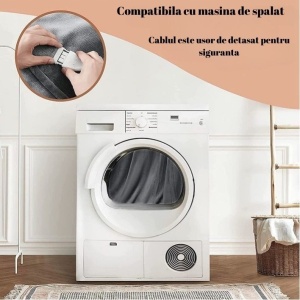 Patura Cu Incalzire Electrica, Flippy, 100 W, 160x130 cm, 3 Trepte De Incalzire, Flanel, Gri - Img 5