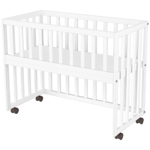 Patut copii din lemn co-sleeper Hubners Matei 94x46 cm alb - Img 1