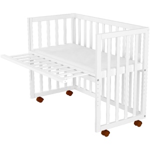 Patut copii din lemn co-sleeper Hubners Matei 94x46 cm alb - Img 3