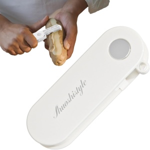Peeler pentru Legume si Fructe, Flippy, 3.6 x 9.1 cm, Multifunctional, Curatator Pliabil, din ABS si Otel Inoxidabil, Alb - Img 6