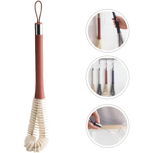 Perie de Curatat Pahare, Sticle, Biberoane, Flippy, cu Maner Lung, Uz Casnic, Silicon, Ergonomic, 3.9x5.4x38.5cm, Rosu - Img 3