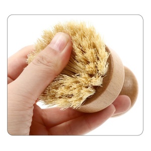 Perie de Curatat Vase si Alimente, Flippy, din Lemn de Bambus, 8 x 5 cm, Perie din Sisal, Maro - Img 6