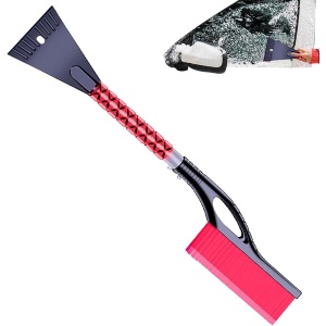 Perie de Zapada cu Racleta pentru Masina, Flippy, Multifunctionala, Demontabila, cu Maner Antiderapant, Aluminiu, Plastic, Fragmentarea Ghetii de pe Parbriz, Solutia pentru Iarna, pentru Dezghetare, 68x24x11.1 cm, Rosu - Img 3