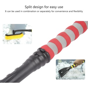 Perie de Zapada cu Racleta pentru Masina, Flippy, Multifunctionala, Rotativa, Demontabila, cu Maner Antiderapant, Aluminiu, Plastic, Fragmentarea Ghetii de pe Parbriz, Solutia pentru Iarna, pentru Dezghetare, 54x10.5x27 cm, Rosie - Img 9