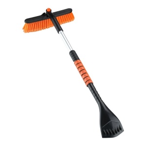 Perie de Zapada cu Racleta pentru Masina, Flippy, Multifunctionala, Rotativa, Demontabila, cu Maner Antiderapant, Telescopica, Aluminiu, Plastic, Fragmentarea Ghetii de pe Parbriz, Solutia pentru Iarna, pentru Dezghetare, Portocalie