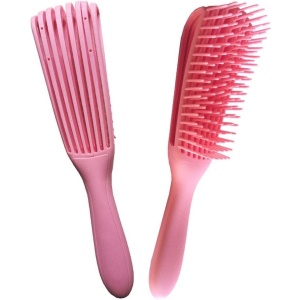 Perie Flexibila, Flippy, pentru Descurcat Par Cret/Umed si Uscat, 8 Brate Mobile, din TPE, 24.5 x 4.5 x 2 cm, Roz - Img 6
