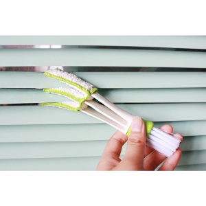 Perie Multifunctionala de Curatare, Flippy, pentru Ventilatie Auto, Doua Capete, Moale, Microfibra, Alb-Verde, 16.25cm - Img 4