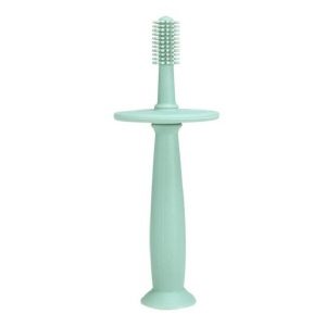 Periuta de Dinti din Silicon pentru Bebelusi, Flippy, fara BPA, 360 Grade, Bariera Anti-Inghitire, Maner Ergonomic, 12.5 x 15 cm, Turcoaz - Img 1