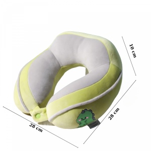 Perna de Calatorie, Flippy, Pentru Gat si Cap, Umplutura din Bumbac, 28x28x10 cm, cu Model Brodat Crocodil Verde - Img 2
