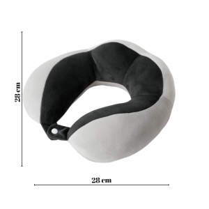 Perna de Voiaj Flippy, Pentru Gat, din Bumbac, 4 Cocoase Pentru Confort, Accesoriu de Voiaj, Birou, Masina, Sistem Prindere Capse, Negru - Img 2