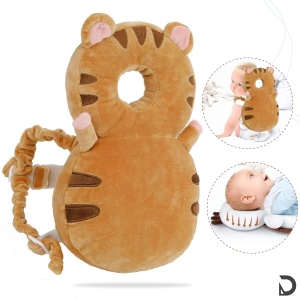 Perna tip Rucsac pentru Protectia Capului, Flippy, Tetiera tip Tigru, pentru Bebelusi, 33x6x19 cm, 180 g, Maro - Img 3
