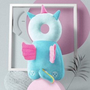 Perna tip Rucsac pentru Protectia Capului, Flippy, Tetiera tip Unicorn, pentru Bebelusi, 33x6x19 cm, 180 g, Albastru - Img 4