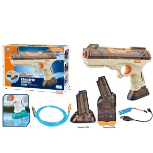 Pistol cu Apa Electric, Flippy, 2 Rezervoare 75/350 ml, din ABS+Silicon, Baterie, Incarcare USB, Conectare la Furtun, +6 Ani, Maro - Img 2
