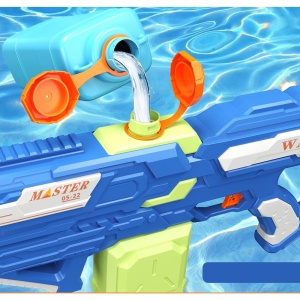 Pistol cu Apa pentru Copii, Rezervor 600ml, Flippy, 14ani+, cu baterie 1200mAh, Electric Burst, Albastru/Verde, 800ML - Img 7