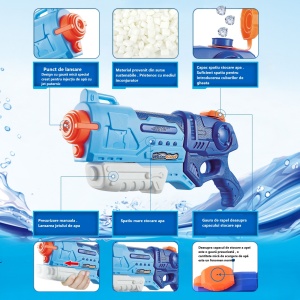 Pistol cu Apa pentru Copii, Rezervor, Pentru Piscina/Plaja, Flippy, 6ani+, Albastru, 900ML - Img 7