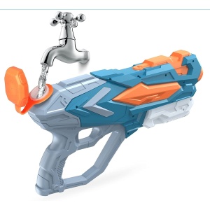 Pistol cu Apa pentru Copii, Rezervor, Pentru Piscina/Plaja, Flippy, 6ani+, Albastru, 4 duze, 900ML - Img 6