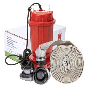 Pompa apa murdara din fonta rosie WQD10 fara plutitor, 1100 W + Furtun cu cuple 2" 20 M - Img 1