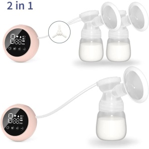 Pompa de San Electrica 2 in 1, Flippy, cu 2 Biberoane, Capacitate 180 ml, Incarcare USB Tip C, 1200 mAh, 2 Moduri, 9 Viteze, Roz Transparent - Img 3