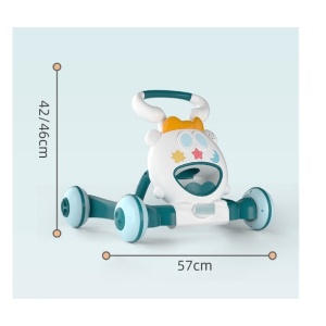 Premergator pentru copii Flippy, pliabil, viteza ajustabila, maner antialunecare, cu lumini si muzica, 46 x 57 cm, loc depozitare jucarii, inaltime ajustabila, albastru - Img 2