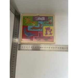 Puzzle din Lemn Flippy, Tip Tetris, +4 Ani, cu Animale Colorate 3D, 7 Piese, Multicolor - Img 8