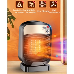 Radiator electric vertical mic Flippy, incalzitor cu 3 trepte de putere , 1800w, negru - Img 5