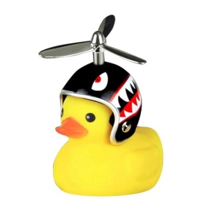 Ratusca Decorativa, Flippy, pentru Bicicleta, Motocicleta, Masina, cu Sistem de Prindere, Lumini, 7.5 x 9 cm, cu Casca, Negru - Img 1