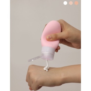 Recipient Portabil din Silicon Elegant de Voiaj, Sticla de Calatorie, Flippy, Potrivita pentru Lotiune, Sampon si Alte Lichide, Anti-scurgere, cu Posibilitate de Reumplere, Capacitate 90mL, 14cm, Roz - Img 4