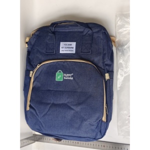 Rucsac Multifunctional pentru Mamici, Flippy, cu Patut Pliabil si Baza de Schimbat, Rezistent la Apa, Capacitate Mare, Usor, Compartimente Multiple, Buzunar Termic pentru Lapte, 42 x 32 x 22 cm, Albastru Inchis - Img 2
