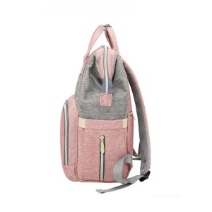 Rucsac Multifunctional pentru Mamici, Flippy, din Panza Oxford, Compartimentare Multipla, Impermeabil, 43 x 18 x 26 cm, Roz/Gri - Img 3