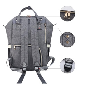 Rucsac Multifunctional pentru Mamici, Flippy, din Panza Oxford, Compartimentare Multipla, Impermeabil, 43 x 18 x 26 cm, Gri Inchis - Img 3
