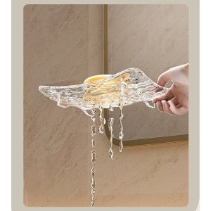 Savoniera din Plastic Flippy, 15 x 9 cm, cu Scurgere Apa, Design Modern, Transparent - Img 5