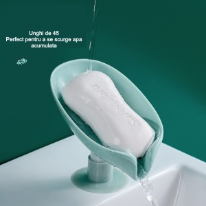 Savoniera Flippy, cu scurgere, pentru sapun, cu ventuza, material ABS, 13 x 8.5 x 10.5 cm, albastru - Img 3