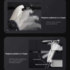 Scaun de Masa pentru Bebelusi si Copii, Flippy, 2 Tavite si Husa Detasabile, Multifuncțional, Stabil, Centura de Siguranta, Inaltime Ajustabila, Spatar Reglabil Moale, Cos de Depozitare, 100x50x80cm, de la 6 Luni, Alb - Img 3