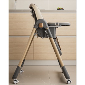 Scaun de Masa pentru Bebelusi si Copii, Flippy, 2 Tavite si Husa Detasabile, Multifuncțional, Stabil, Centura de Siguranta, Inaltime Ajustabila, Spatar Reglabil Moale, Cos de Depozitare, 100x50x80cm, de la 6 Luni, Crem - Img 9