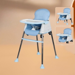 Scaun de Masa Pliabil 3in1, Flippy, Reglabil, Multifunctional, 3 Pozitii, Masuta si Husa Detasabile, Roti, Centura de Siguranta, Ajustare Inaltime, Albastru - Img 2