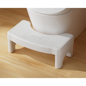 Scaunel WC, Flippy, Tratament Impotriva Hemoroizilor si Constipatiei, Scaun Inaltator WC Copii, Suport Picioare WC, Taburet Inaltator Pozitia Corecta Ghemuit Pe WC, Plastic Rezistent, 17x22x38 cm, Alb - Img 3