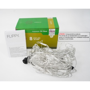 Sectiune Instalatie de Craciun Flippy, Tip Plasa, 120 LED-uri, 1.5 x 1.5 m, 8 jocuri de lumini, Interconectabila, Fir transparent, Alb cald - Img 1