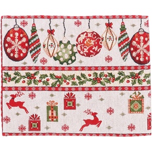 Servet pentru Masa, Flippy, Model Globulete si Cadouri, Tematica Craciun, 43 x 34 cm, Rosu - Img 3