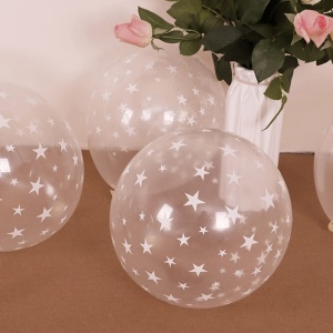 Set 10 Baloane din Latex Transparente, Flippy, Model Party, 30 cm, Stelute Albe, 2.8 g - Img 9