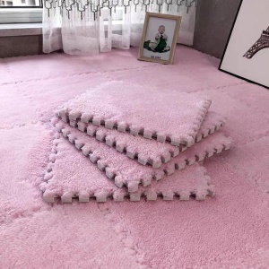 Set 10 Piese Covor tip Puzzle, Flippy, Spuma EVA, Pufos, 30 x 30 x 1 cm, Roz Pudrat - Img 7